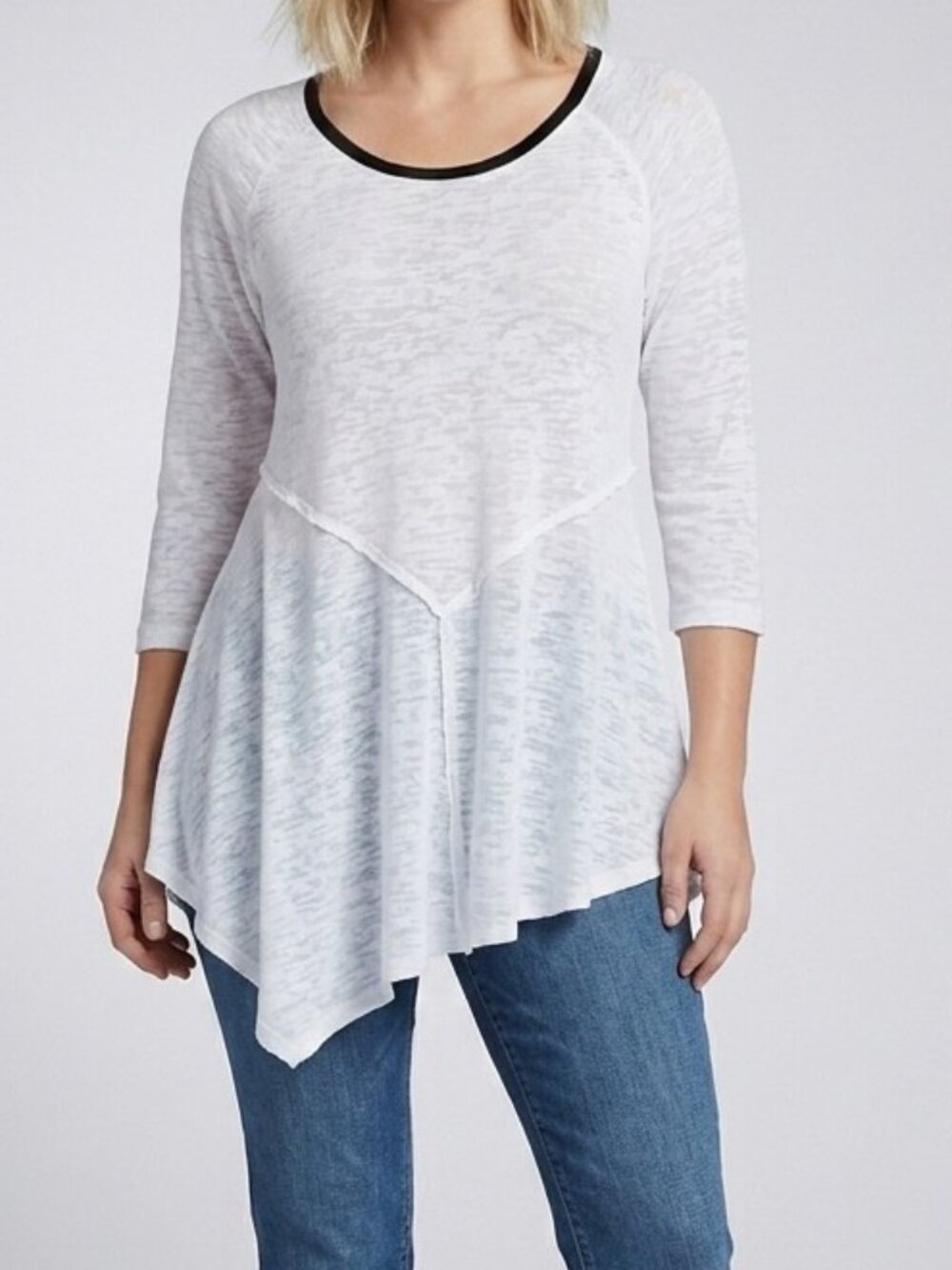 Free People Intimately Boho Tunic Top Asymmetrical Hem White L EUC